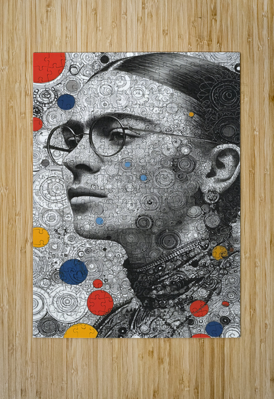 Orbital Intellect – Bauhaus Linework Portrait Print Savage Art Prints Puzzle printing