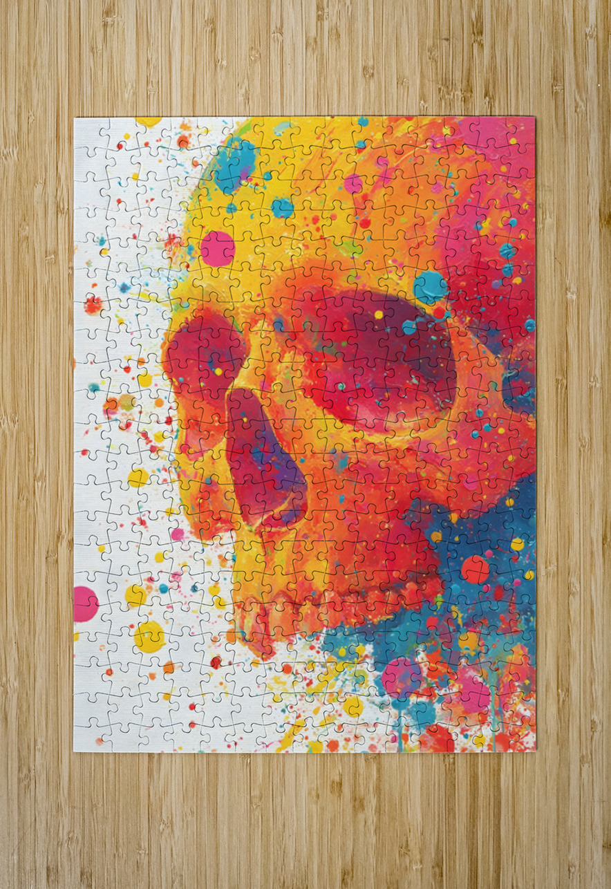 Neon Rebirth – Splatter Skull Canvas Savage Art Prints Puzzle printing