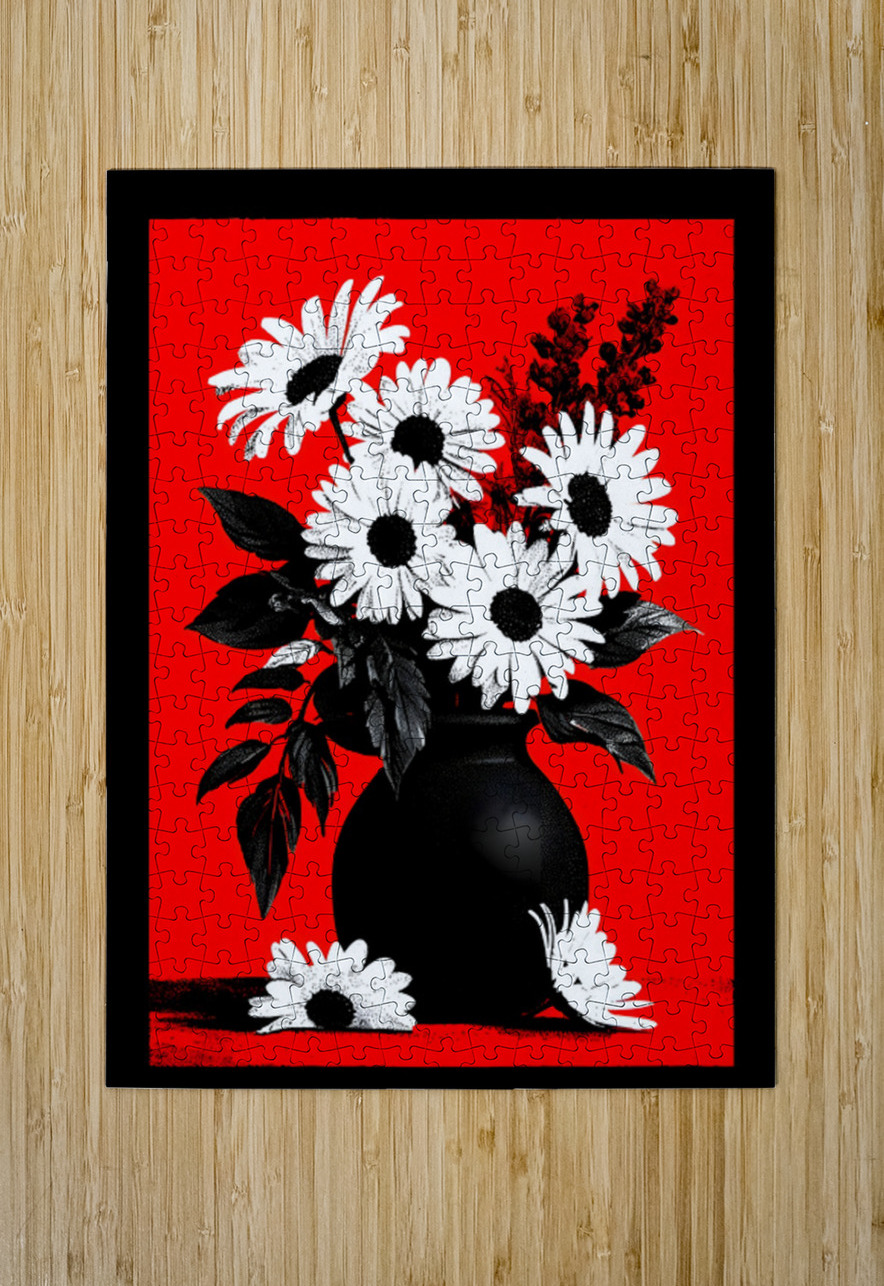 Noir Daisies – Pop Contrast Floral Print Savage Art Prints Puzzle printing
