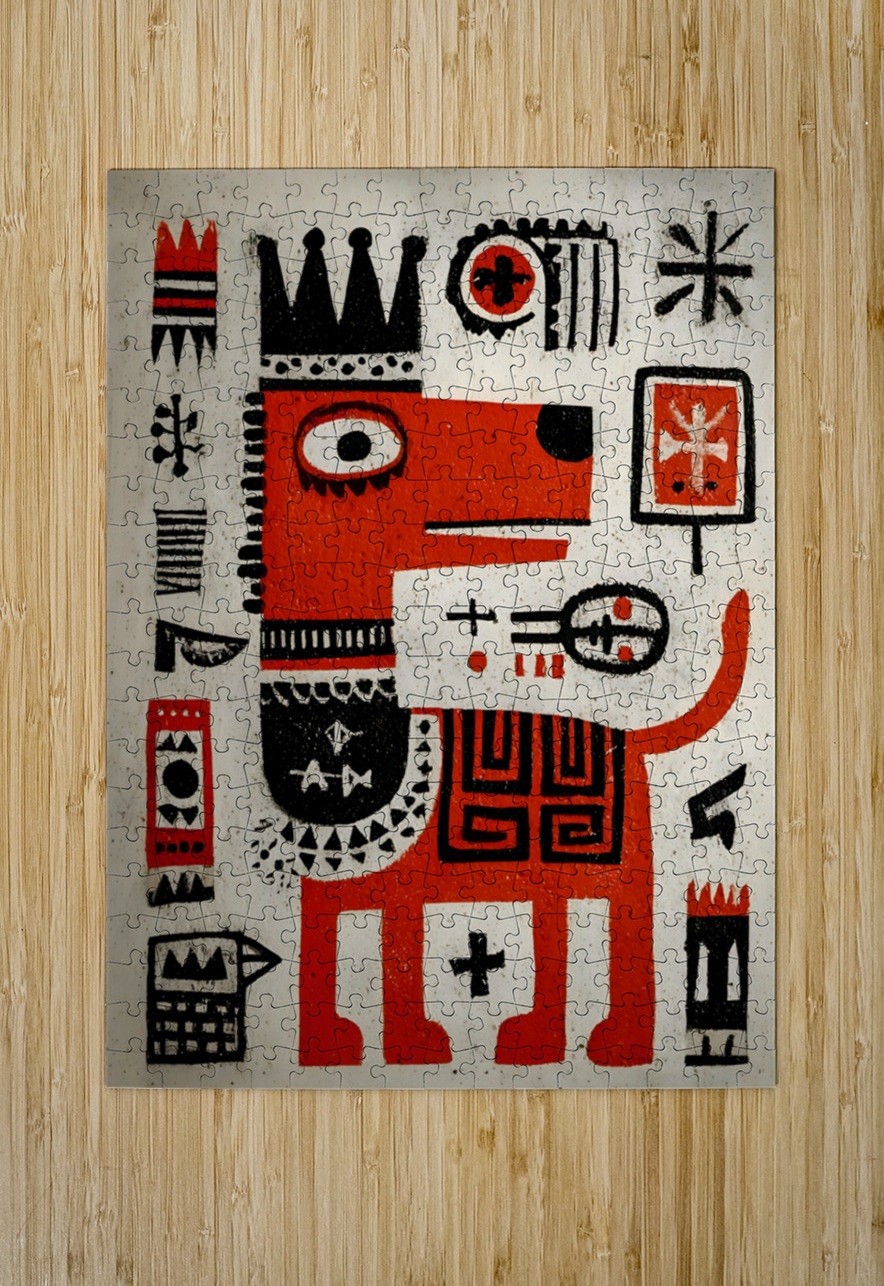 The Red King – Tribal Pop Expressionism Print Savage Art Prints Puzzle printing