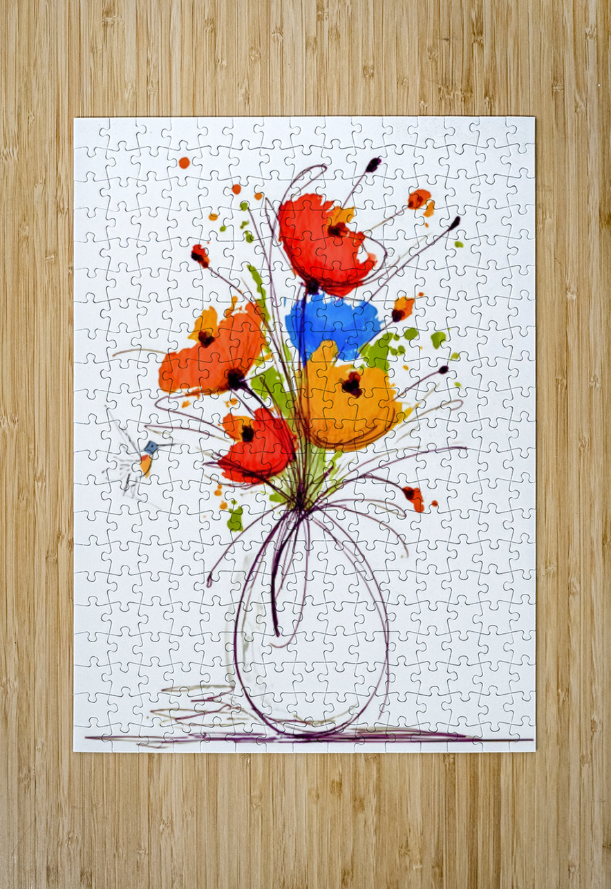 Whisper of Bloom – Contemporary Watercolor Vase Print Savage Art Prints Puzzle printing