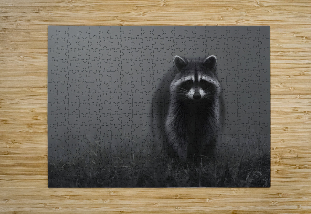Mistwatcher - Raccoon Print Savage Art Prints Puzzle printing