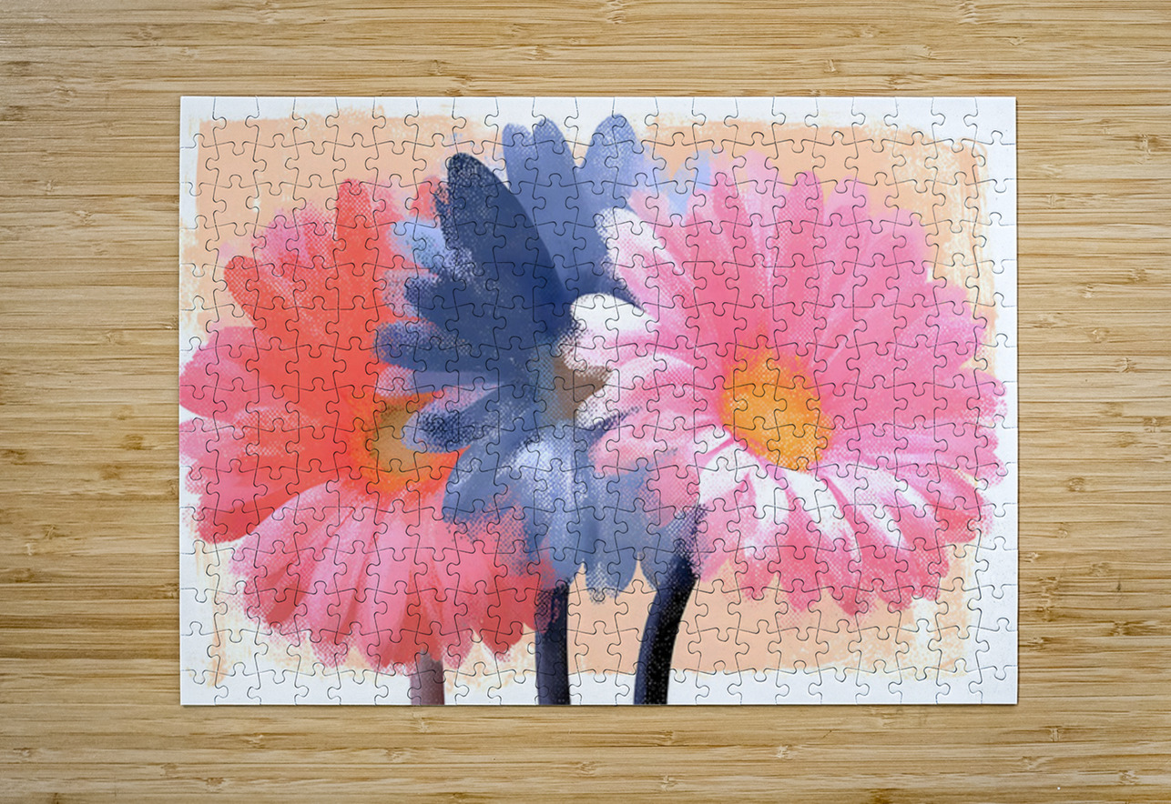 Cotton Candy Gerbera – Pink Blue Daisy Print Savage Art Prints Puzzle printing