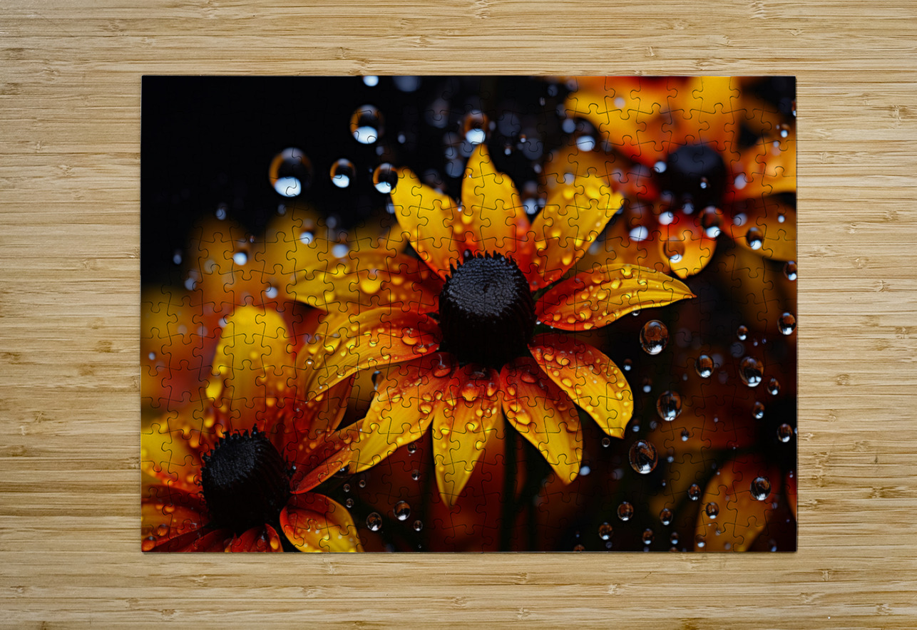 Morning Dew Daisies – Luminous Floral Art Print Savage Art Prints Puzzle printing