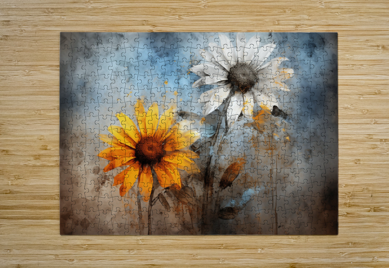 Fire And Ice - Sunflower Contrast Art Prints Savage Art Prints Puzzle printing