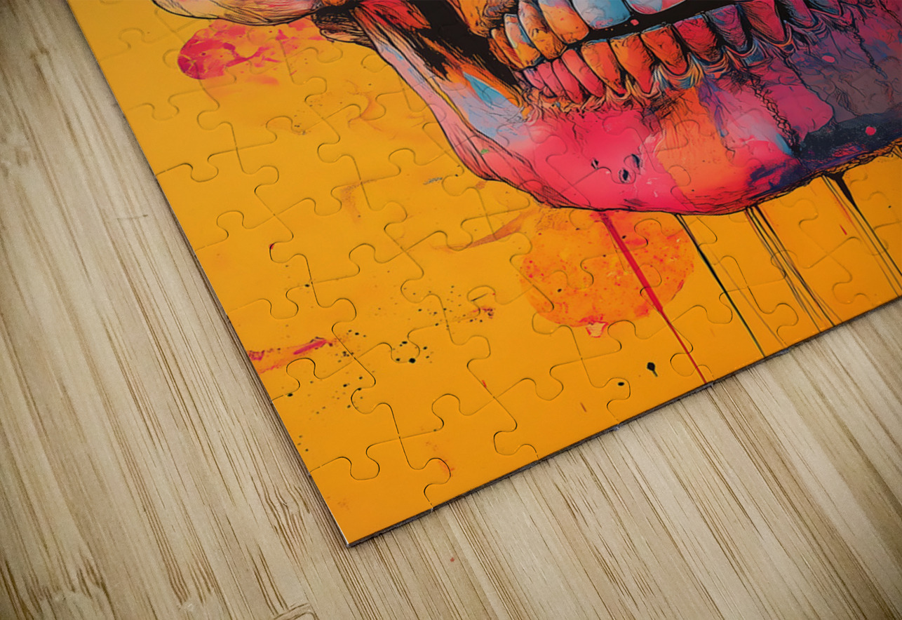 Uninhibited - Neon Skull Portrait Art Prints Savage Art Prints Puzzle