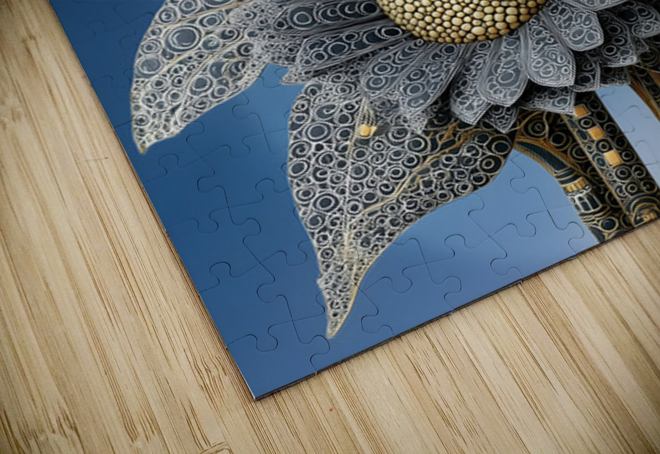 Gilded Sunflower Filigree – Ornate Floral Art Print Savage Art Prints Puzzle