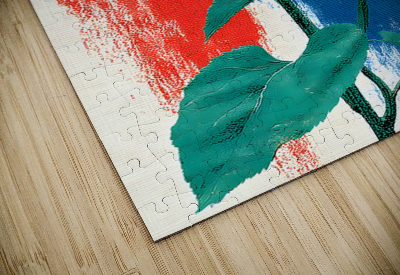 Sunflower Pop – Bold Red White  Blue Poster Print Savage Art Prints Puzzle