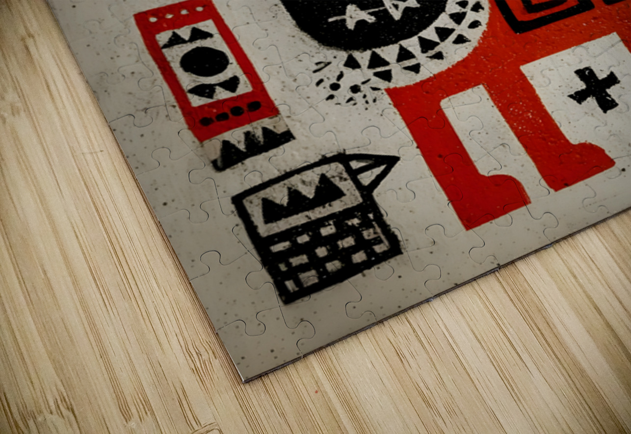 The Red King – Tribal Pop Expressionism Print Savage Art Prints Puzzle