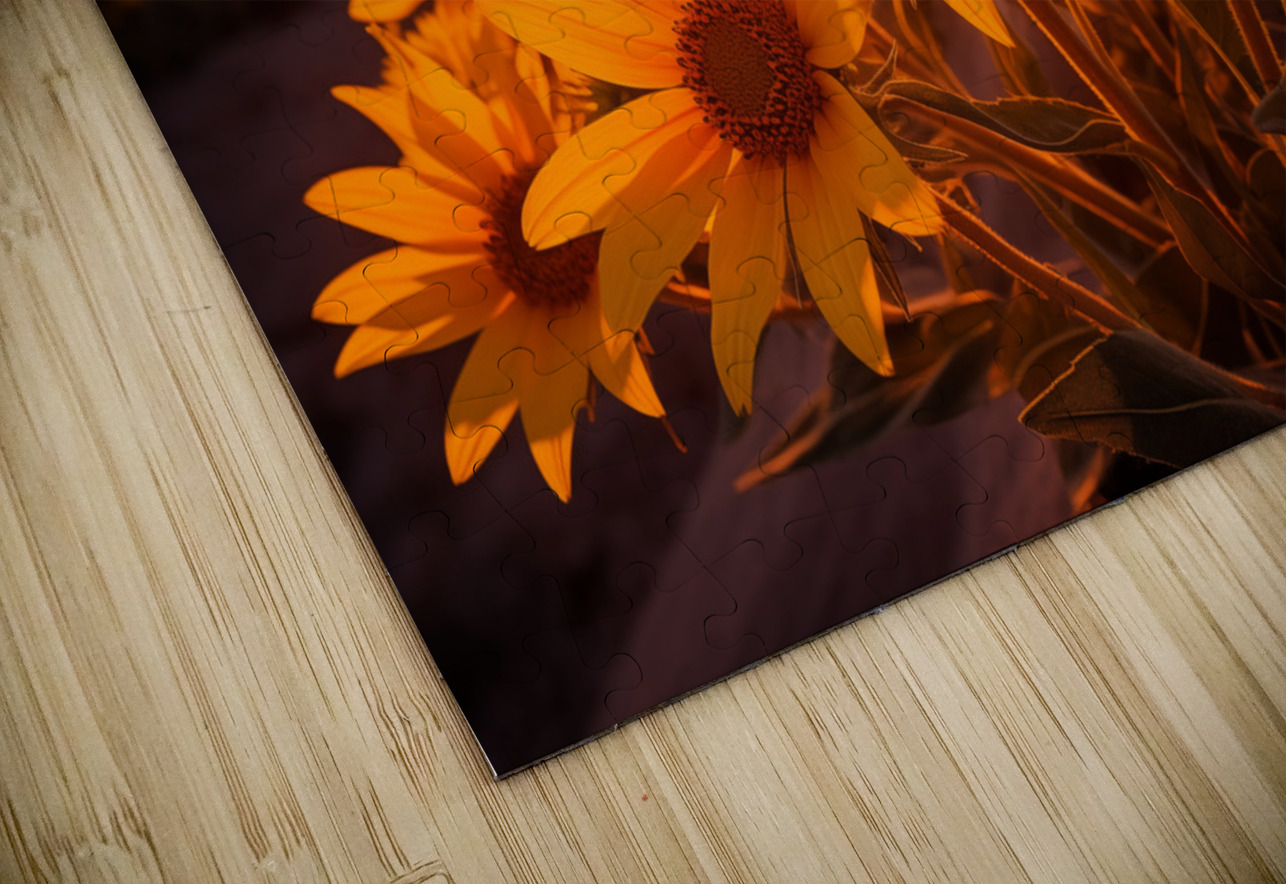 Sunset Sunflowers – Golden Hour Botanical Art Print Savage Art Prints Puzzle