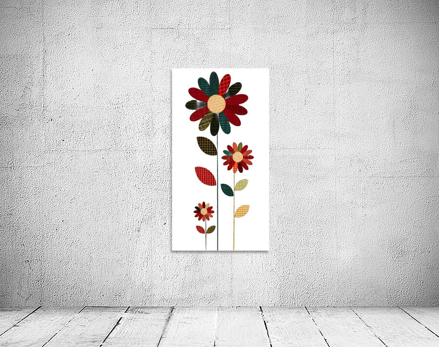 Plaid Botanica 1 - Modern Floral Art Prints Wall Preview