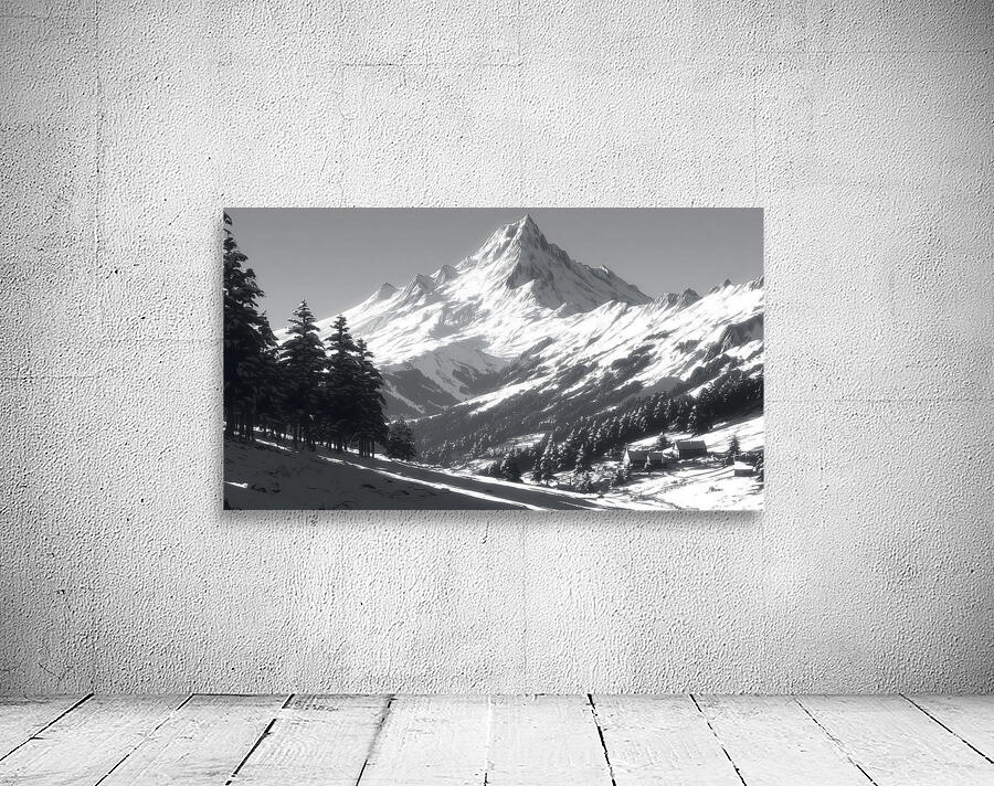 Winter In The Valley - Monochrome Landscape Art Prints Wall Preview