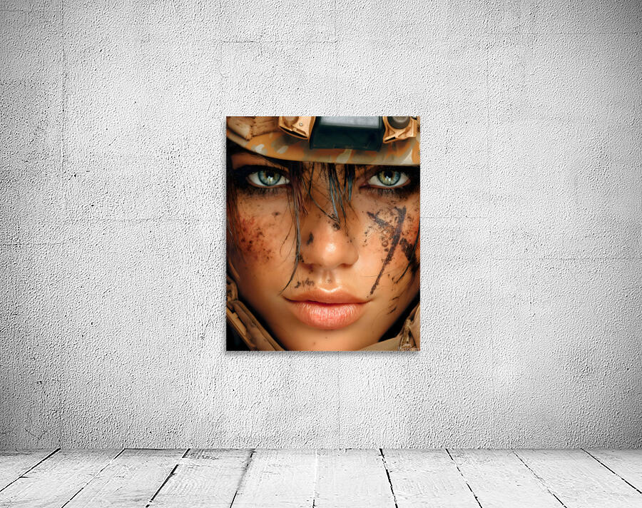 Steel Gaze – Warrior Portrait Art Print Wall Preview
