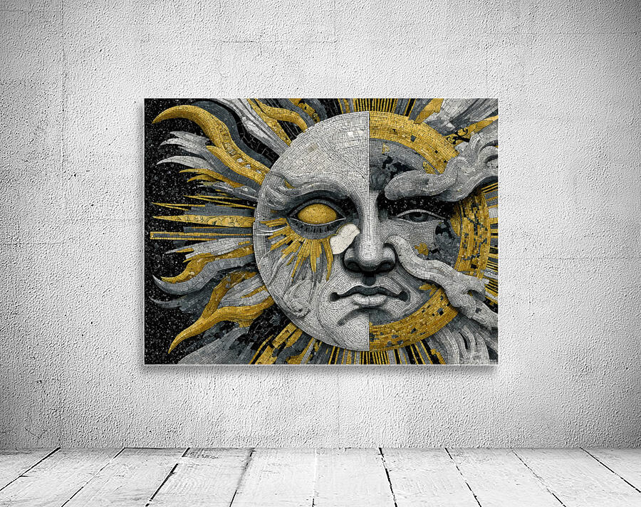 Gilded Sun  Silver Moon – Celestial Wall Art Print Wall Preview