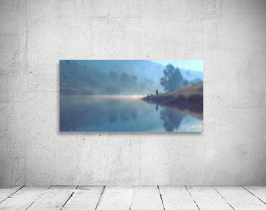 Quiet Cast – Mountain River Fishing Print Wall Preview