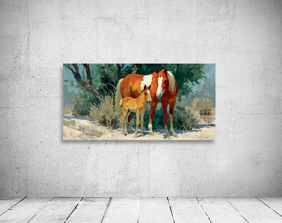 Desert Companions – Mare and Foal Western Print Wall Preview