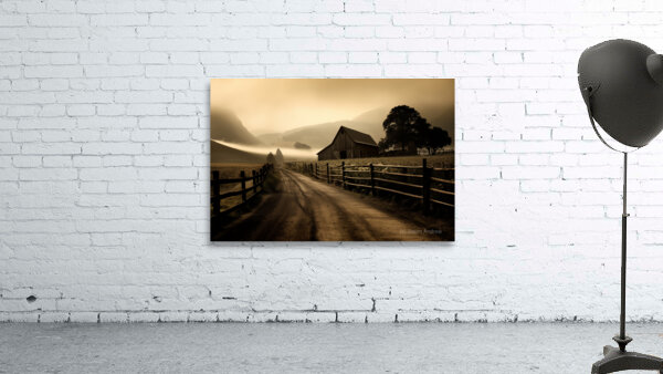 Country Road Reverie – Vintage Sepia Landscape Print Wall Preview