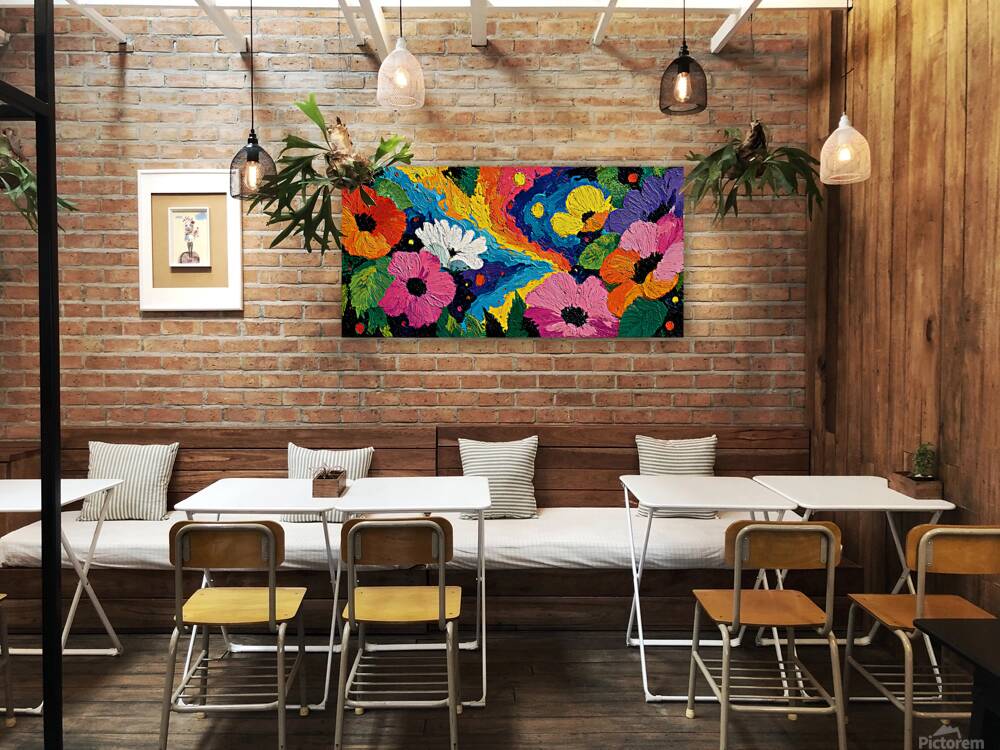 Impasto Carnival – Thick Palette Knife Floral Print Reproduction