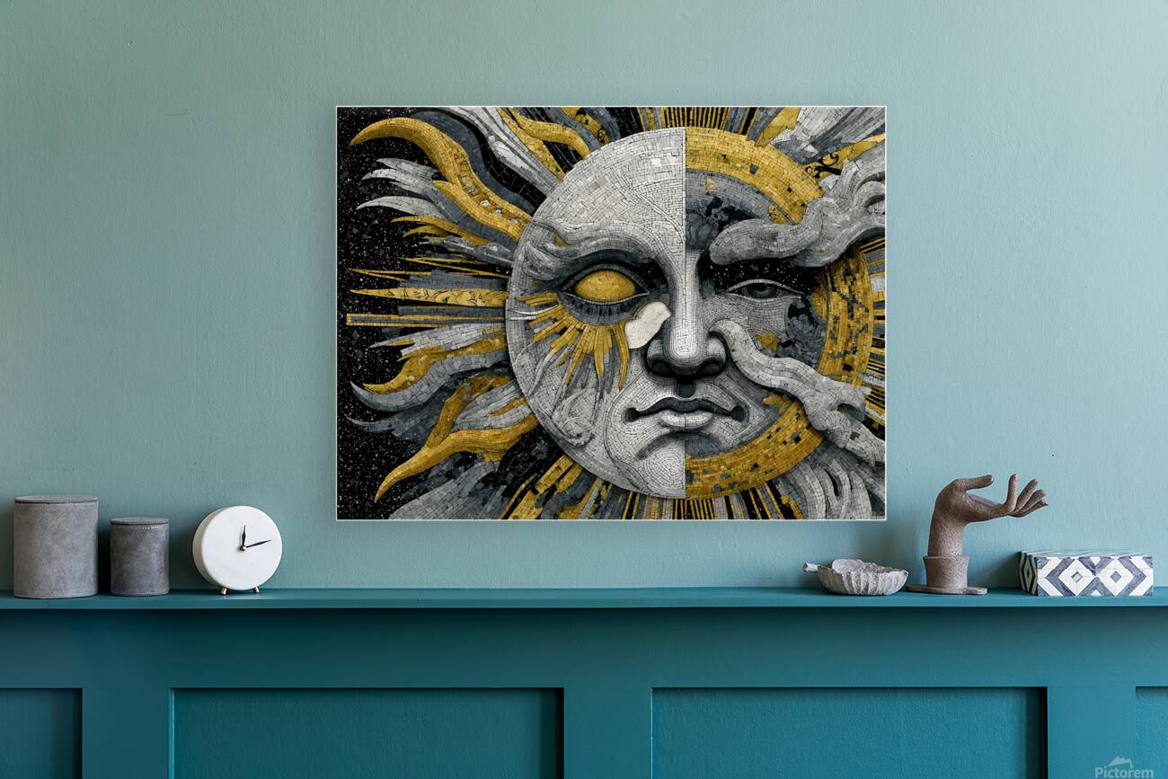 Gilded Sun  Silver Moon – Celestial Wall Art Print Reproduction