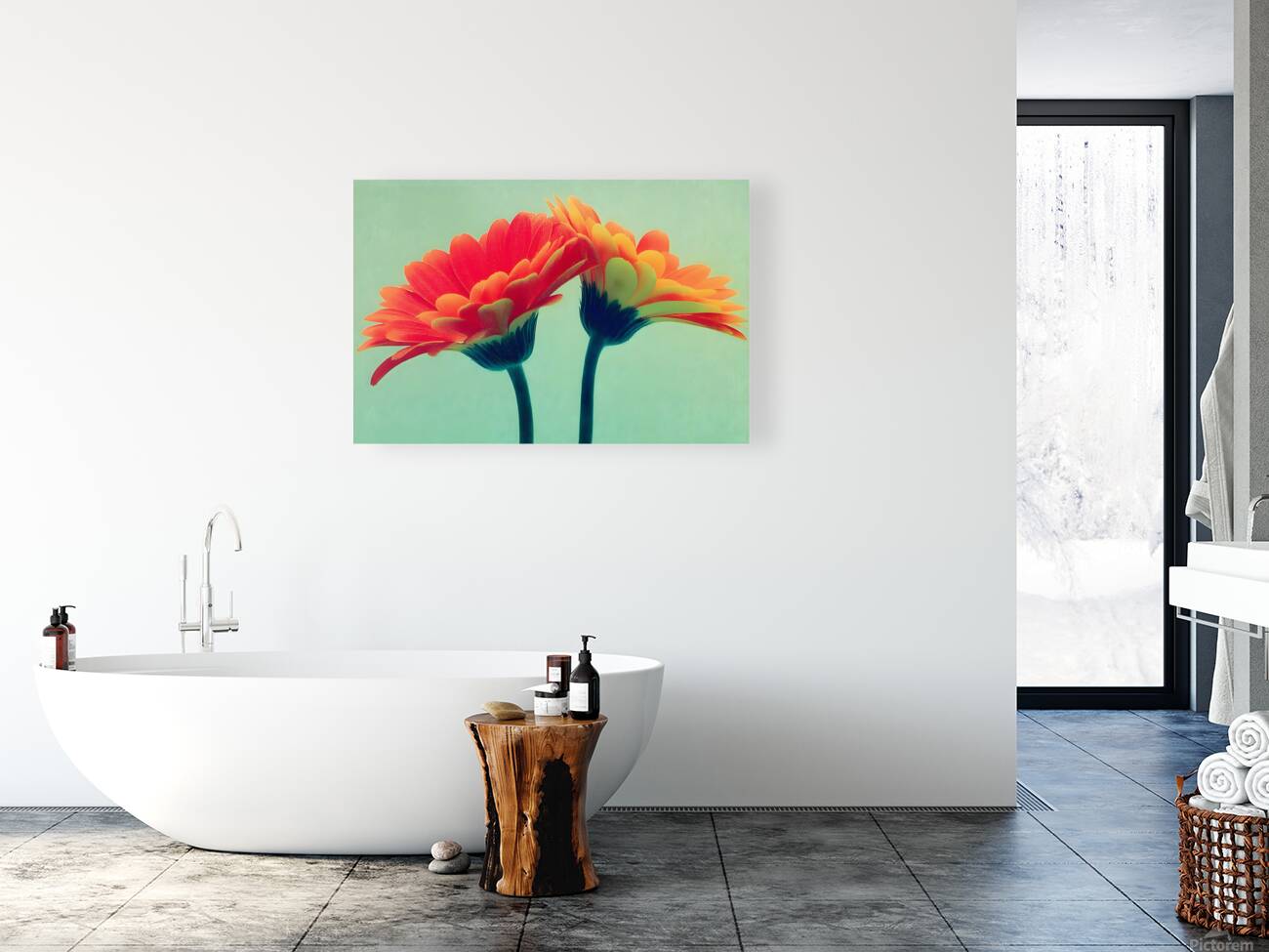 Sunlit Gerberas – Modern Botanical Art Print Reproduction