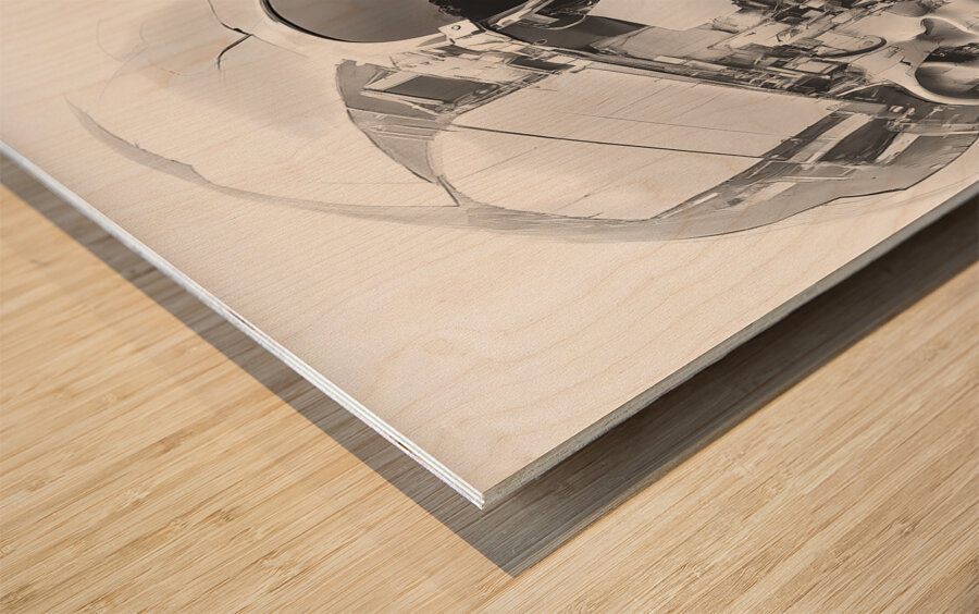 Echoes of Escher - Surreal Skull Line Art Prints Wood print