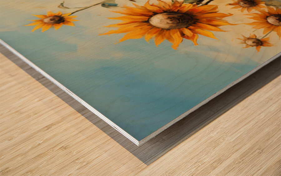 Les Geants De L’Ete - Summer Giants - Sunflower Field Art Prints Wood print