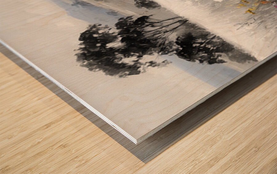 Flowers By The Fence - Country Floral Landscape Art Prints Wood print