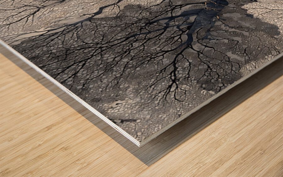 Veins of Time – Black and Gold Tree Abstract Print Wood print