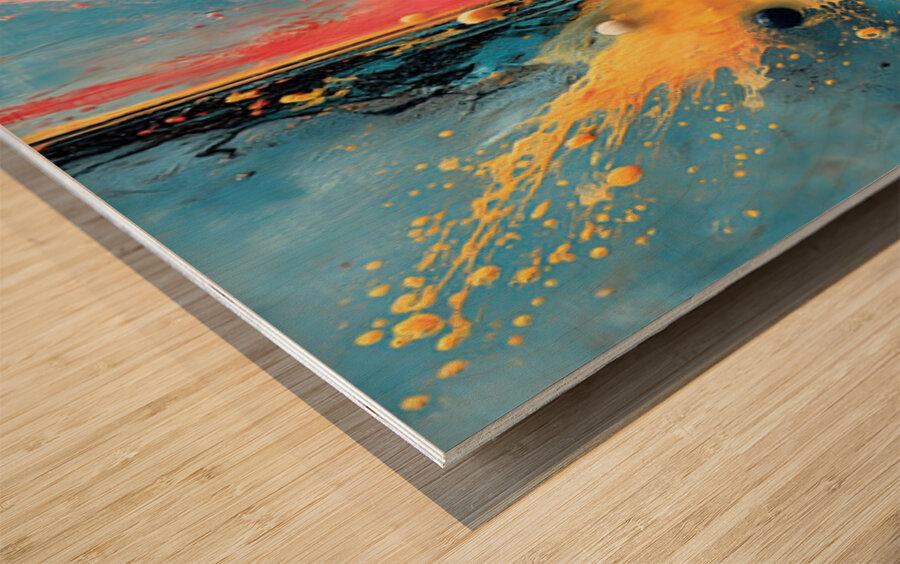 Quadrant Burst – Color Collision Abstract Print Wood print