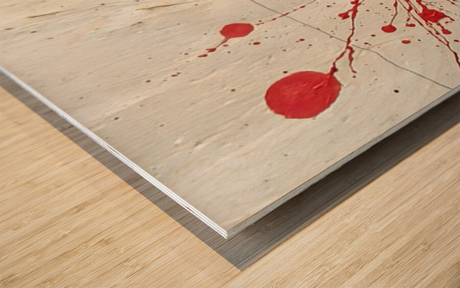 Line of Fire – Minimalist Splatter Abstract Print Wood print