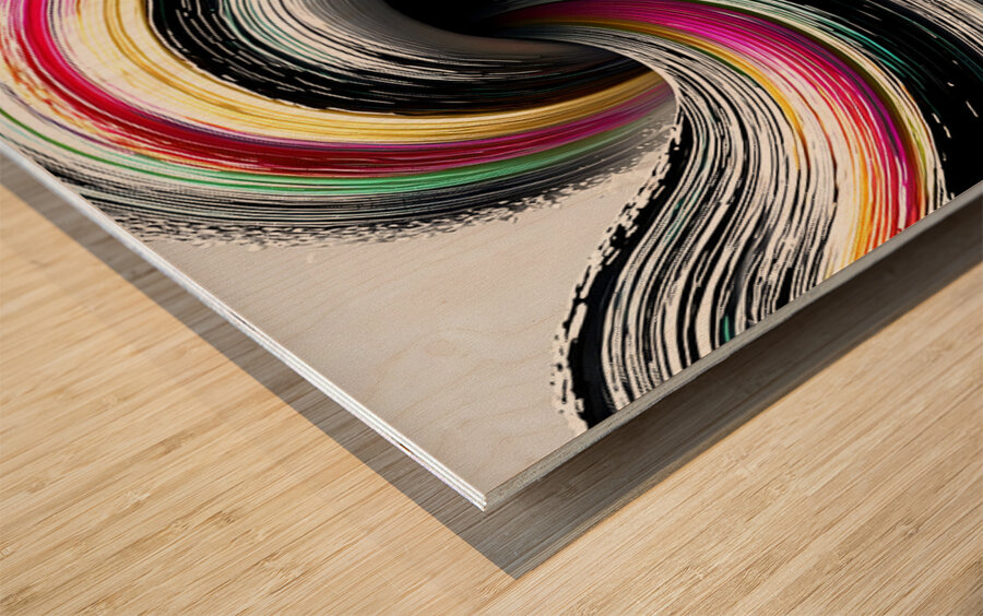 Chromatic Helix – Color-Twist Abstract Print Wood print