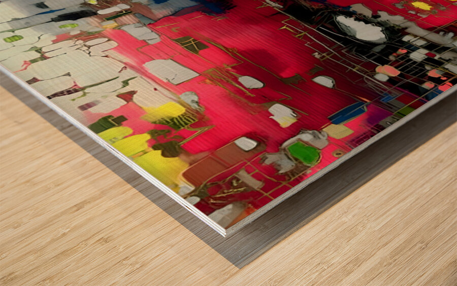 Red Storm – Abstract Expressionist Art Print Wood print