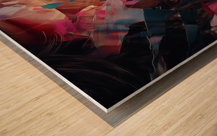 Fractured Grace – Abstract Portrait in Color Print Wood print